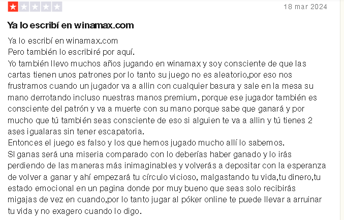 Winamax Opiniones Negativas 1