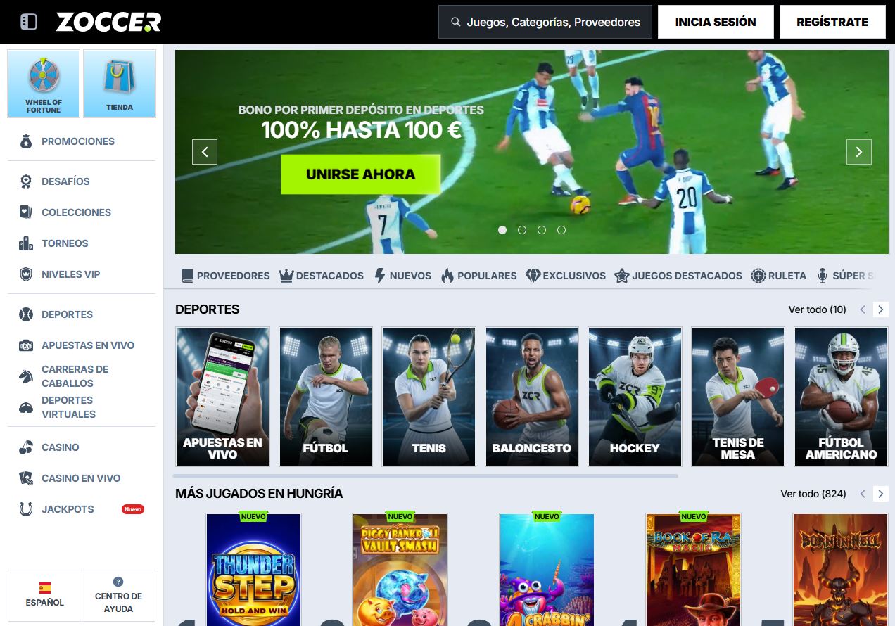 Página principal de Zoccer
